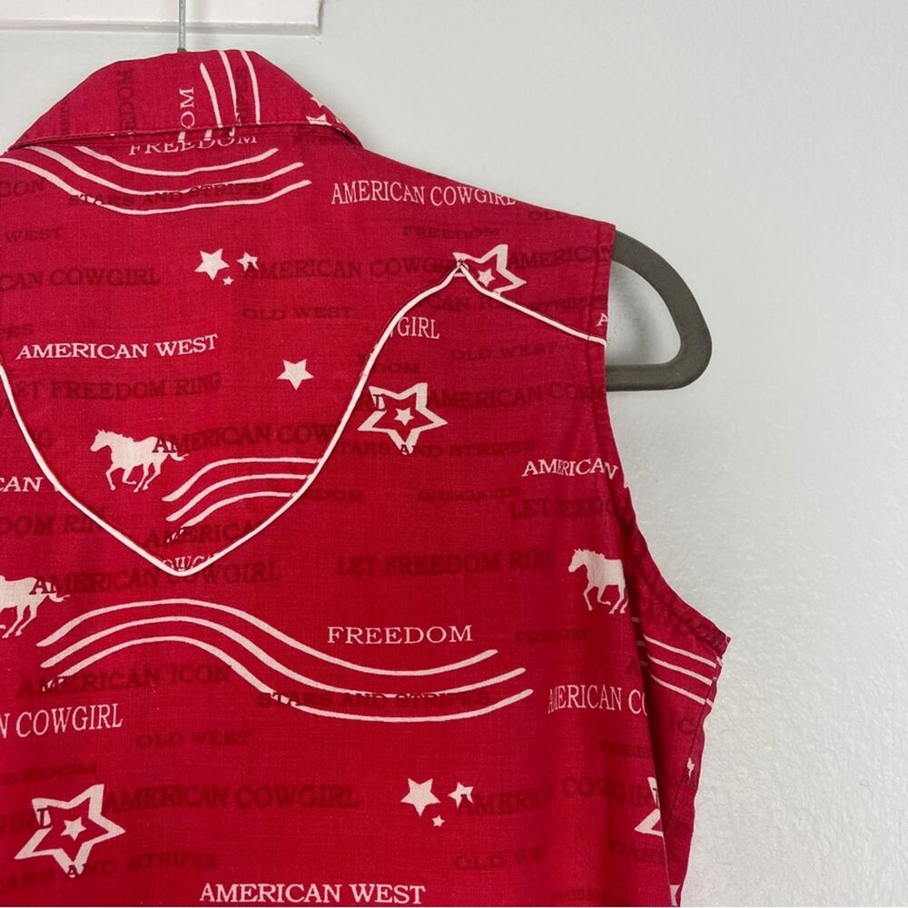 Wrangler Blues | Western Shirt Vintage American Cowgirl Red White Festival M - Picture 8 of 12